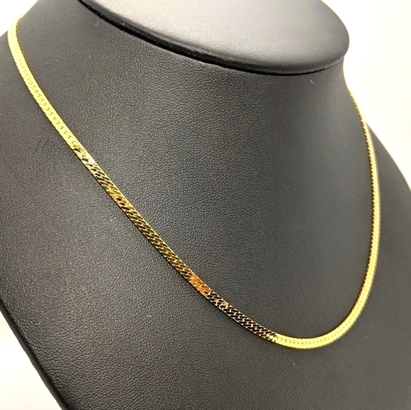 3mm Diamond Cut Herringbone 14K Gold plated - Picture 2 of 2